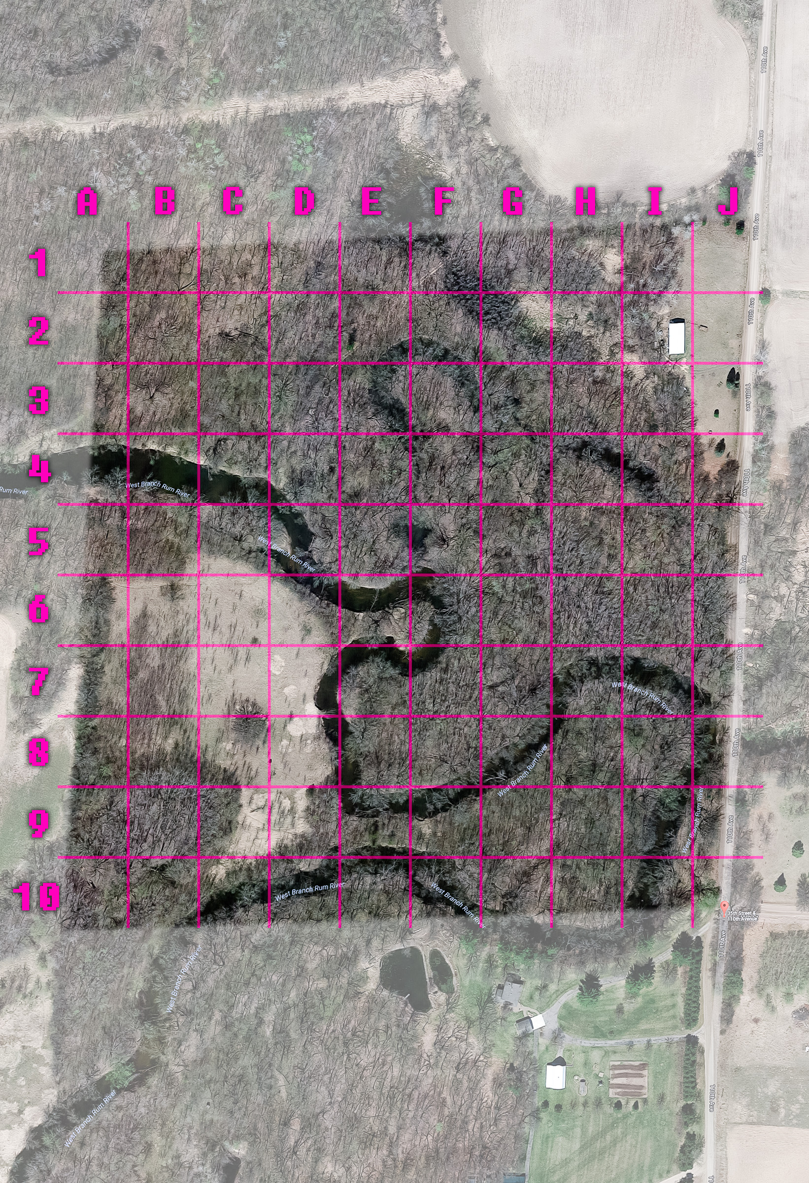 gridded satellite view of Riverbottoms